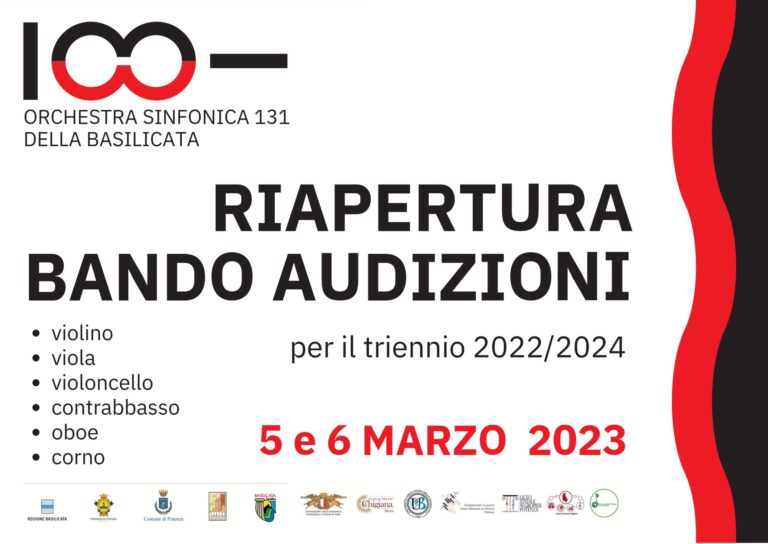 Orchestra ICO 131 della Basilicata riapre le audizioni