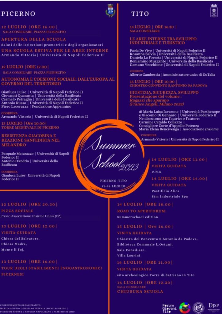 Summer School Basilicata aree interne Picerno e Tito