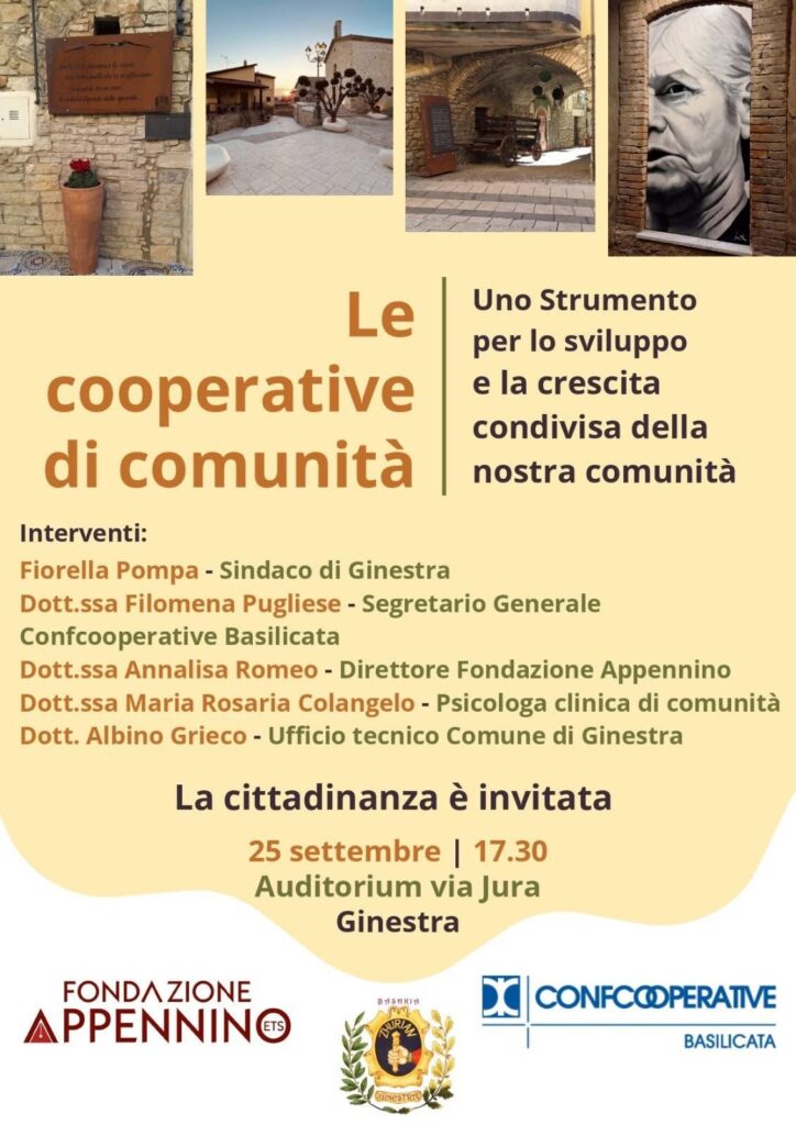 Locandina evento Le cooperative di comunità a Ginestra