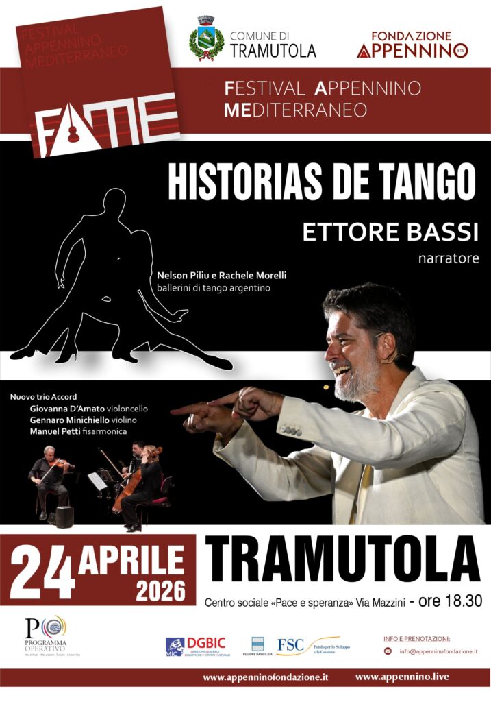 Locandina ufficiale di "Historias de tango" che si terrà a Tramutola il 24 aprile alle ore 18.30