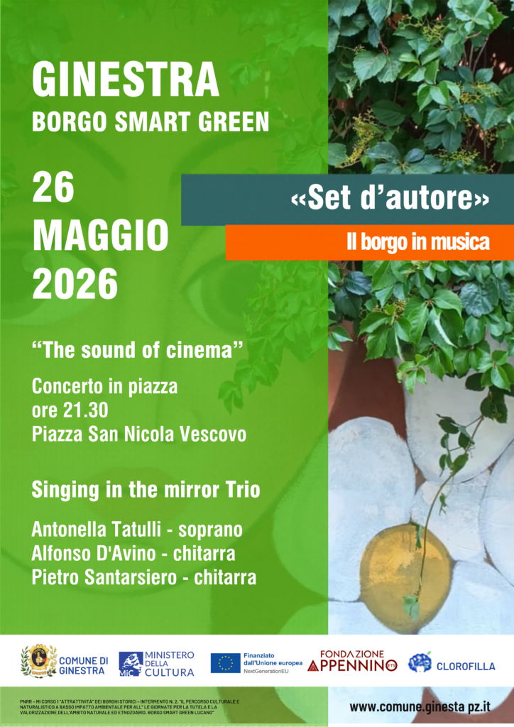 Locandina dell'evento "Set d'autore" che si terrà a Ginestra il 26 maggio alle ore 21.00. 