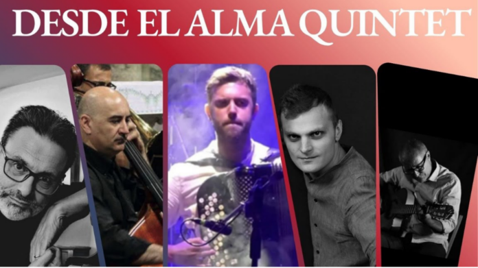 Locandina ufficiale di Desde el alma Quintet che si esibiranno a Potenza in piazza Matteotti il 12 agosto alle ore 20.30