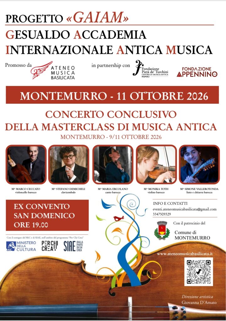 Locandina ufficiale del progetto GAIAM che terrà il suo evento conclsivo a Montemurro l'11 ottobre alle ore 19.00 nell'ex convento San Domenico.