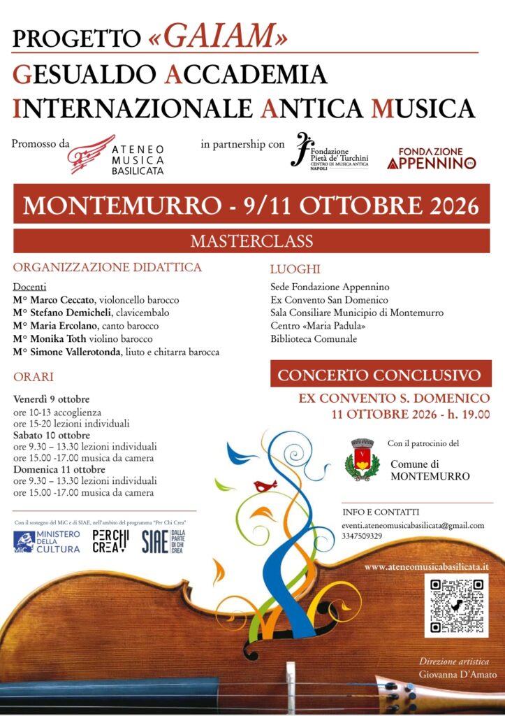 Locandina ufficiale del progetto GAIAM che terrà il suo evento conclsivo a Montemurro l'11 ottobre alle ore 19.00 nell'ex convento San Domenico.